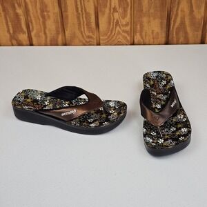 Aerosoft Anette Beach Floral Platform Flip Flops Womens 39 / 8 Vtg Style